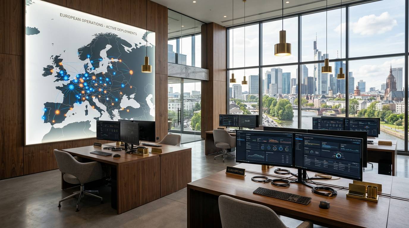 WMG European deployment headquarters with operations map and team coordination