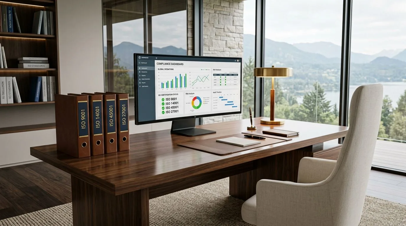 WMG governance documentation with ISO standards binders and quality compliance records