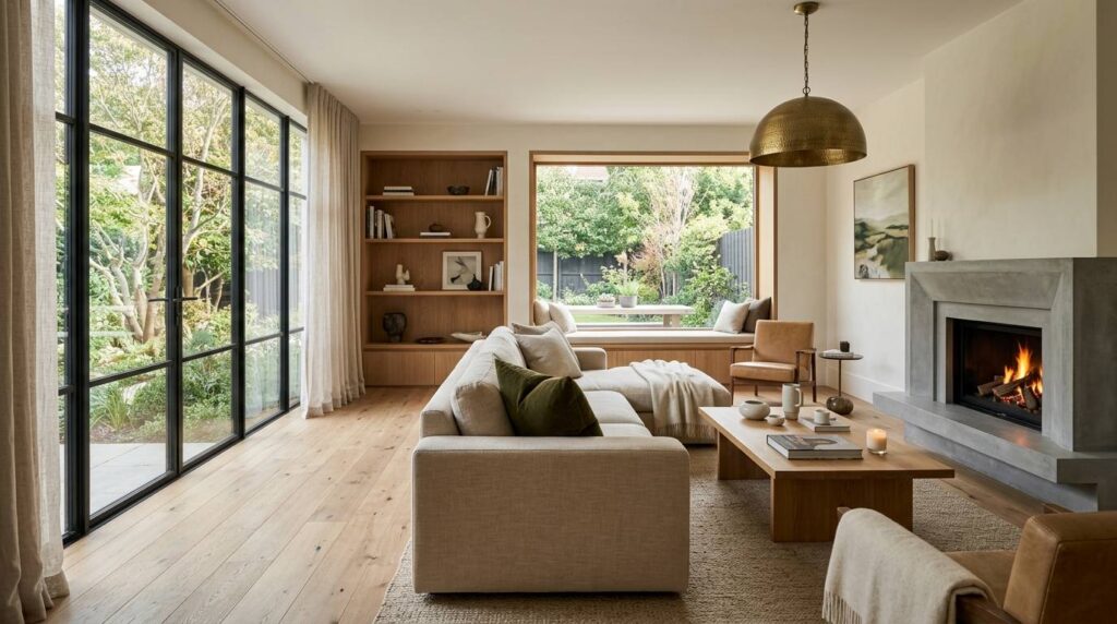 Total Renovation Company premium living room interior after complete renovation with refined finishes