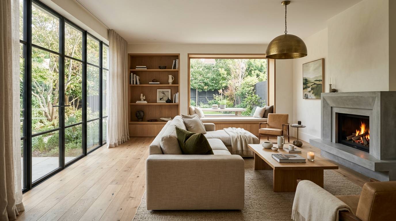 Total Renovation Company premium living room interior after complete renovation with refined finishes