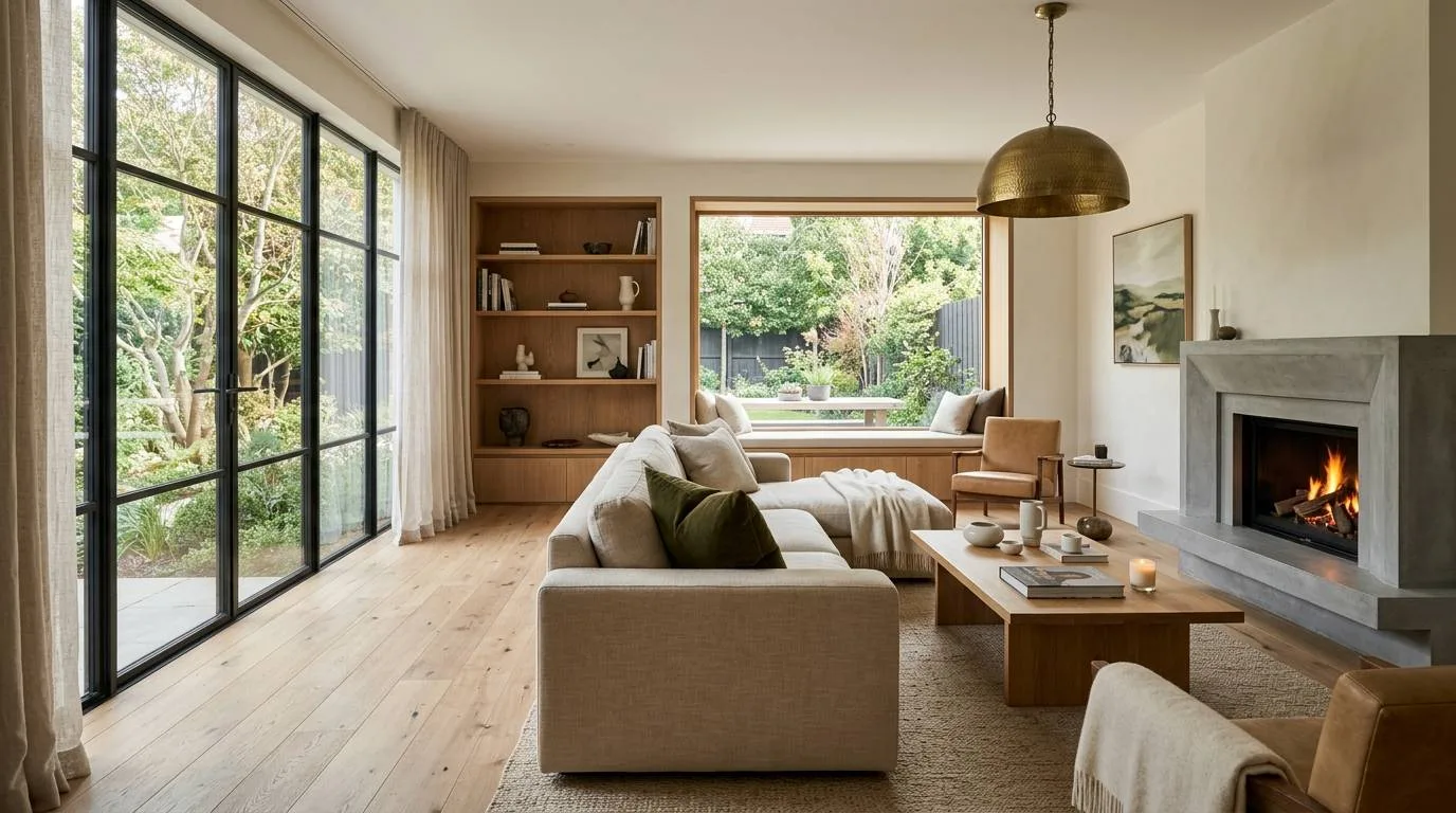 Total Renovation Company premium living room interior after complete renovation with refined finishes